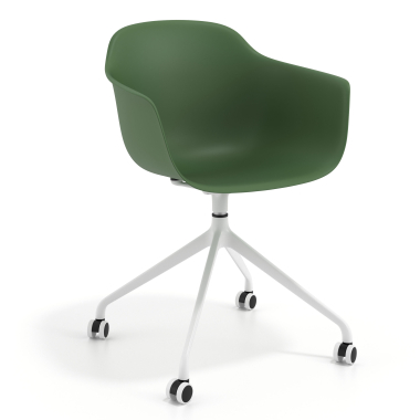 chaise de reunion blanc vert avec roulettes plastique accoudoirs fixes 1