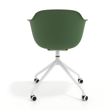 chaise de reunion blanc vert avec roulettes plastique accoudoirs fixes 5