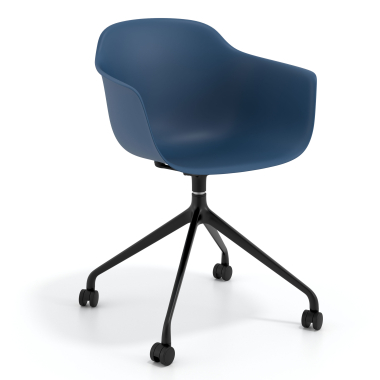 chaise de reunion noir bleu avec roulettes plastique accoudoirs fixes 1