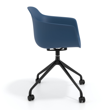 chaise de reunion noir bleu avec roulettes plastique accoudoirs fixes 4
