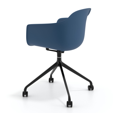chaise de reunion noir bleu avec roulettes plastique accoudoirs fixes 6