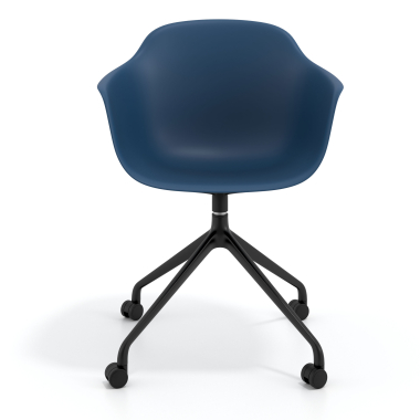 chaise de reunion noir bleu avec roulettes plastique accoudoirs fixes 3