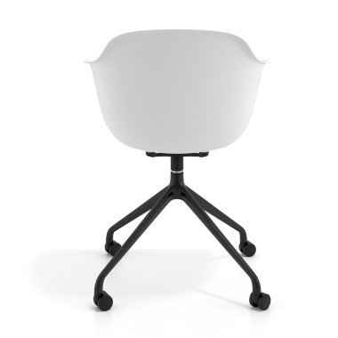 chaise de reunion noir blanc avec roulettes plastique accoudoirs fixes 5