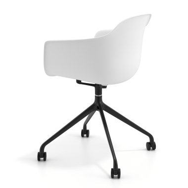 chaise de reunion noir blanc avec roulettes plastique accoudoirs fixes 6