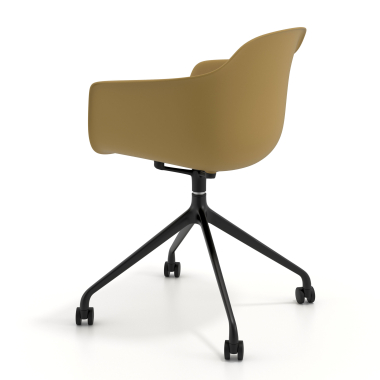 chaise de reunion noir jaune avec roulettes plastique accoudoirs fixes 6