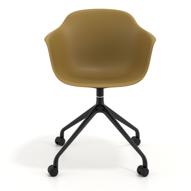 chaise de reunion noir jaune avec roulettes plastique accoudoirs fixes 3
