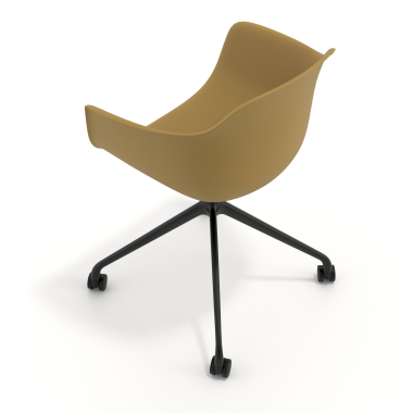 chaise de reunion noir jaune avec roulettes plastique accoudoirs fixes 7