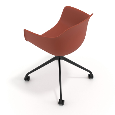 chaise de reunion noir orange avec roulettes plastique accoudoirs fixes 7