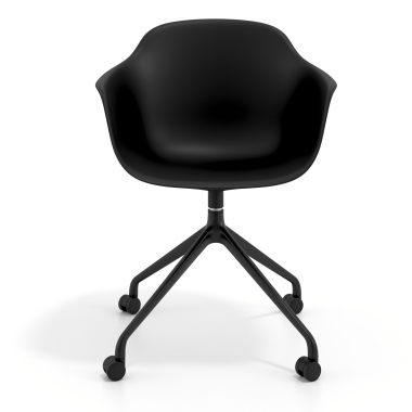 chaise de reunion noir noir avec roulettes plastique accoudoirs fixes 3