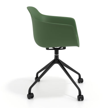 chaise de reunion noir vert avec roulettes plastique accoudoirs fixes 4
