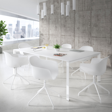 chaise de reunion blanc blanc base pyramide plastique accoudoirs fixes 2