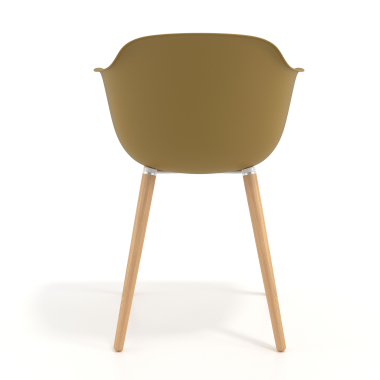 chaise scandinave jaune pivotante en bois plastique accoudoirs fixes 5