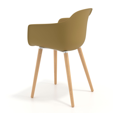 chaise scandinave jaune pivotante en bois plastique accoudoirs fixes 6