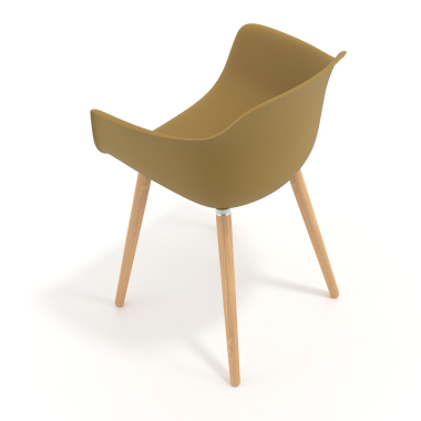 chaise scandinave jaune pivotante en bois plastique accoudoirs fixes 7