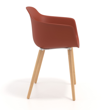 chaise scandinave orange pivotante en bois plastique accoudoirs fixes 4