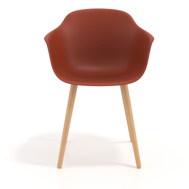 chaise scandinave orange pivotante en bois plastique accoudoirs fixes 3