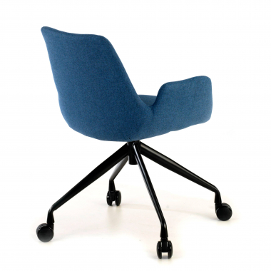 chaise de conference noir bleu giratoire avec roulettes tissu accoudoirs rembourres 5