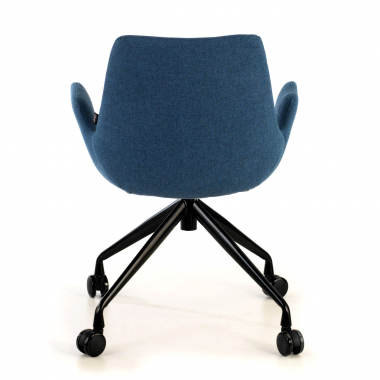 chaise de conference noir bleu giratoire avec roulettes tissu accoudoirs rembourres 6