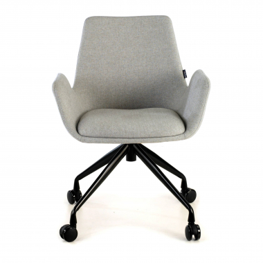 chaise de conference noir gris giratoire avec roulettes tissu accoudoirs rembourres 3