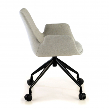 chaise de conference noir gris giratoire avec roulettes tissu accoudoirs rembourres 4