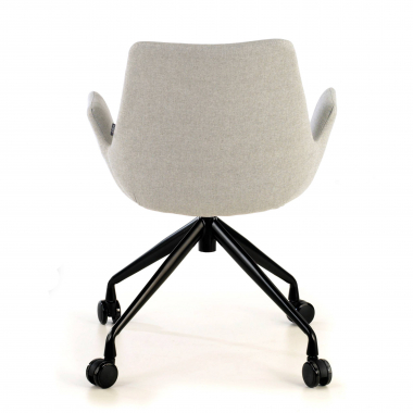 chaise de conference noir gris giratoire avec roulettes tissu accoudoirs rembourres 6