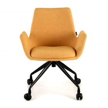 chaise de conference noir jaune giratoire avec roulettes tissu accoudoirs rembourres 3