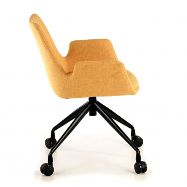 chaise de conference noir jaune giratoire avec roulettes tissu accoudoirs rembourres 4