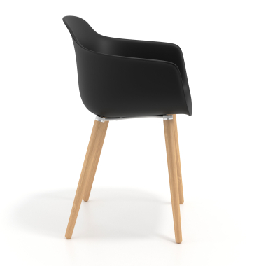 chaise scandinave noir pivotante en bois plastique accoudoirs fixes 4