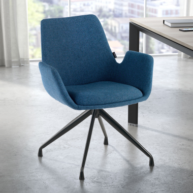chaise de conference noir bleu pivotante tissu accoudoirs rembourres 2