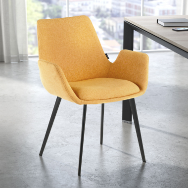 chaise de conference noir jaune 4 pattes tissu accoudoirs rembourres 2