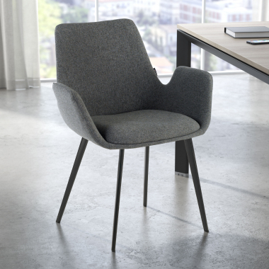 chaise de conference anthracite 4 pattes tissu accoudoirs rembourres 2