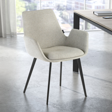 chaise de conference noir gris 4 pattes tissu accoudoirs rembourres 2