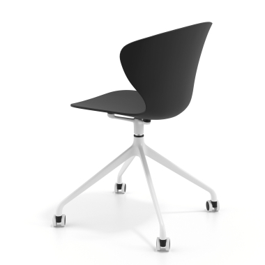 chaise de reunion blanc noir avec roulettes plastique accoudoirs fixes 6