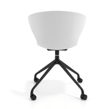 chaise de reunion noir blanc avec roulettes plastique accoudoirs fixes 5