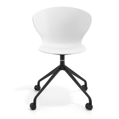 chaise de reunion noir blanc avec roulettes plastique accoudoirs fixes 3