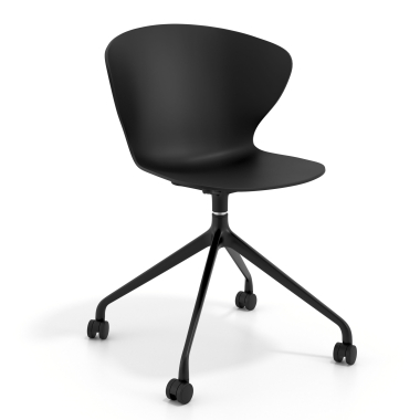 chaise de reunion noir noir avec roulettes plastique accoudoirs fixes 1