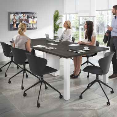chaise de reunion noir noir avec roulettes plastique accoudoirs fixes 2
