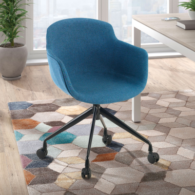 chaise de conference noir bleu giratoire avec roulettes tissu accoudoirs rembourres 2