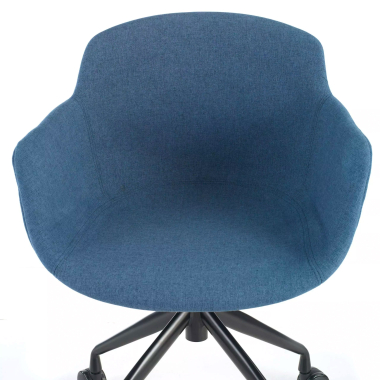 chaise de conference noir bleu giratoire avec roulettes tissu accoudoirs rembourres 4