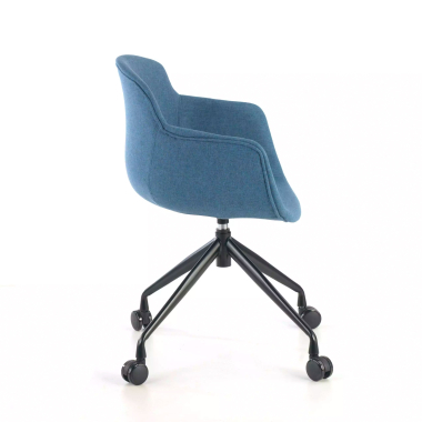 chaise de conference noir bleu giratoire avec roulettes tissu accoudoirs rembourres 5