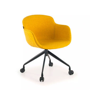chaise de conference noir jaune giratoire avec roulettes tissu accoudoirs rembourres 1
