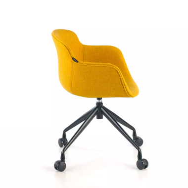 chaise de conference noir jaune giratoire avec roulettes tissu accoudoirs rembourres 5