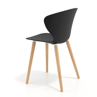 chaise scandinave noir pattes en bois plastique accoudoirs fixes 6