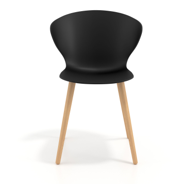 chaise scandinave noir pattes en bois plastique accoudoirs fixes 3