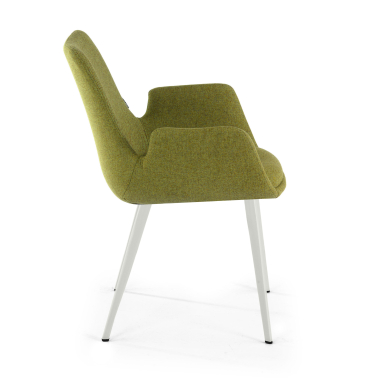 chaise de conference blanc vert 4 pattes tissu accoudoirs rembourres 4