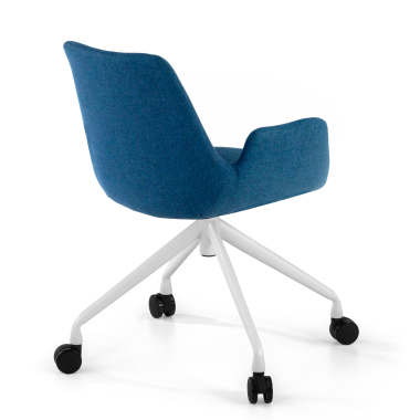 chaise de conference blanc bleu giratoire avec roulettes tissu accoudoirs rembourres 5
