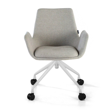 chaise de conference blanc gris giratoire avec roulettes tissu accoudoirs rembourres 3