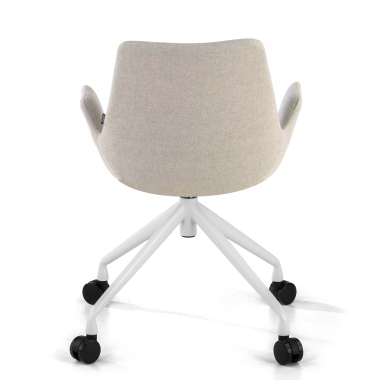 chaise de conference blanc gris giratoire avec roulettes tissu accoudoirs rembourres 6