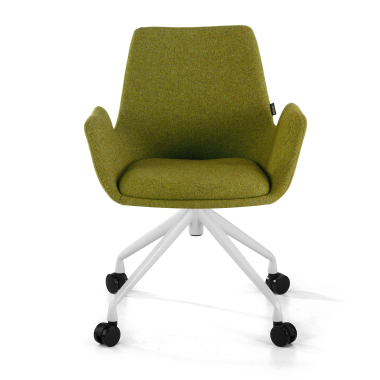 chaise de conference blanc vert giratoire avec roulettes tissu accoudoirs rembourres 3