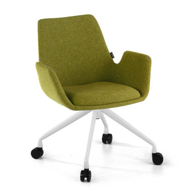 chaise de conference blanc vert giratoire avec roulettes tissu accoudoirs rembourres 1